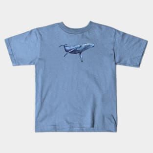 Swirly Blue Whale Kids T-Shirt